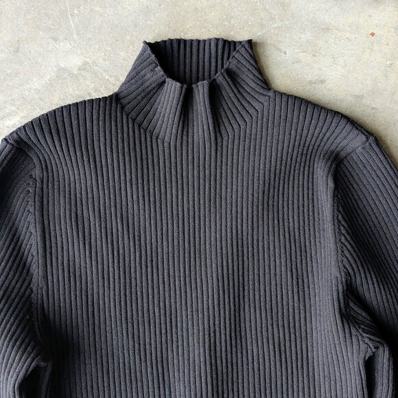 Aritzia Babaton Sculpt Knit Tie Back Long Sleeve Mock Neck Sweater Black small - Picture 3 of 7
